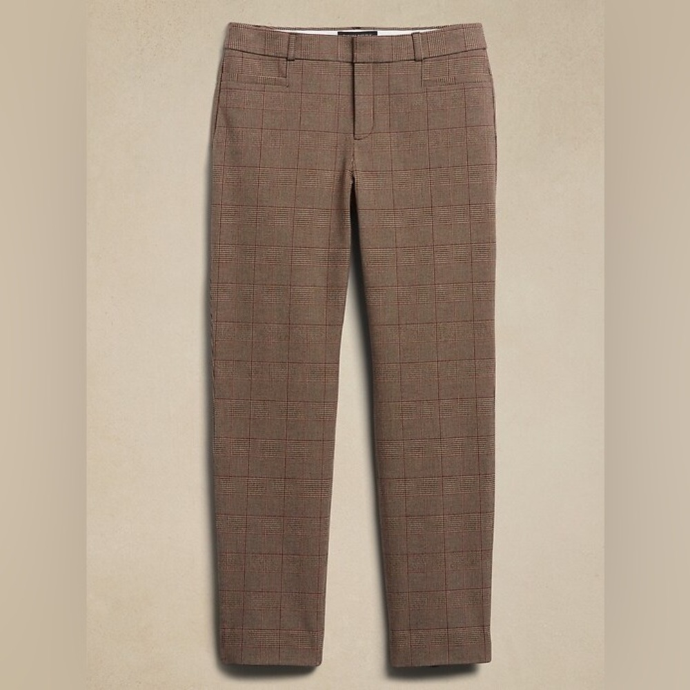 Banana Republic High Rise Sloan Brown Red Plaid Dress Pants